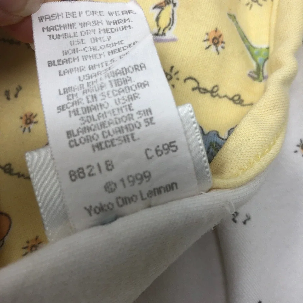 Vintage Carters John Lennon Yoko Ono Real Love Baby Blanket Yellow 1999 - Damage